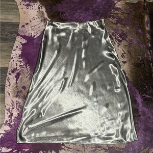 Silver satin skirt